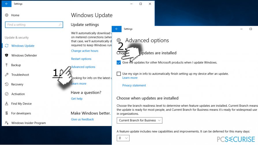 Change Windows Update settings