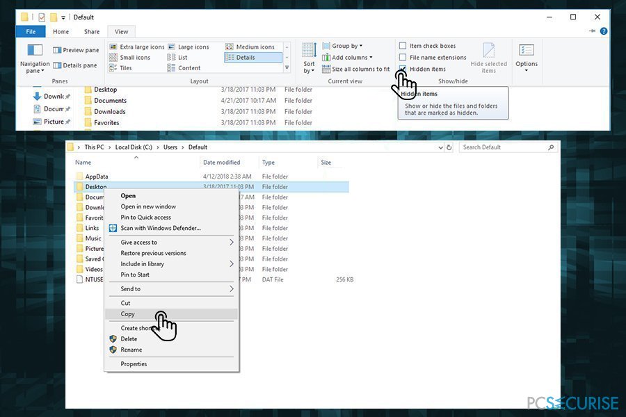 Copy and paste Desktop folder