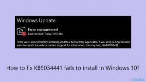 Comment réparer l'erreur d'installation de KB5034441 sur Windows 10 ?