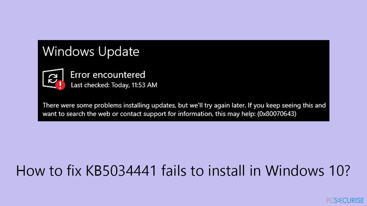 Comment réparer l’erreur d’installation de KB5034441 sur Windows 10 ?