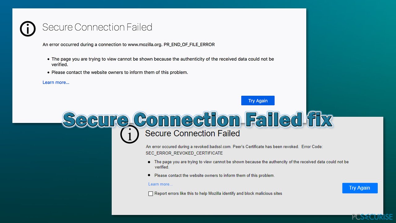 Connection failed 6. Secure connection failed. PR_end_of_file_Error. Security Fix. Failed to connect MTP.