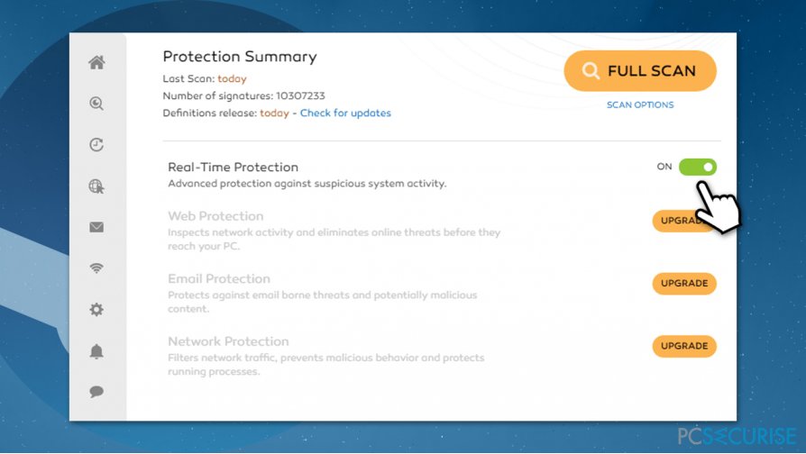 Disable antivirus real-time protection